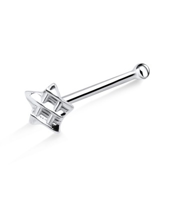 Checked Star Silver Bone Nose Stud NSKD-03a